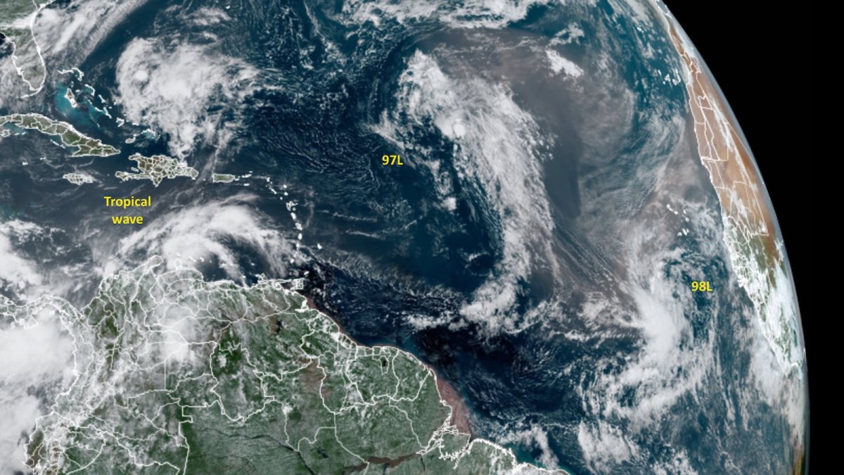 Satellite view of tropical disturbances